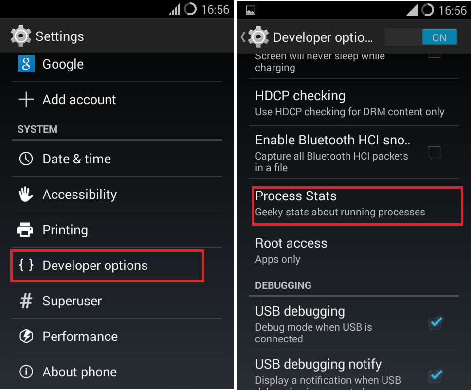 Process Stats android kitkat