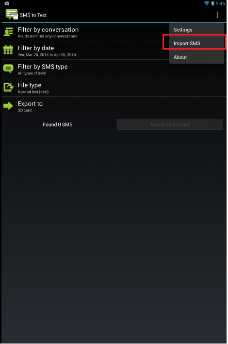 SMS to Text Import android