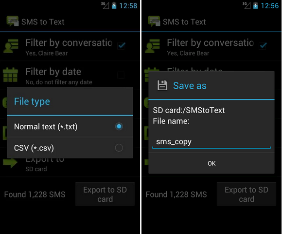 SMS to Text backup android