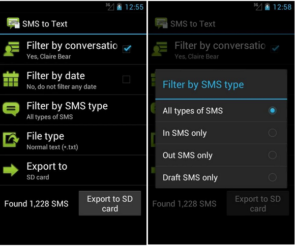 SMS to Text backup