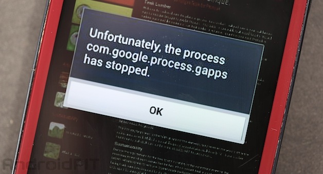 com.google.process.gapps has stopped