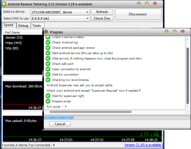 android ket noi internet thong qua may tinh