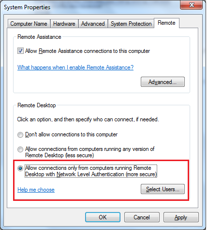 remote settings windows