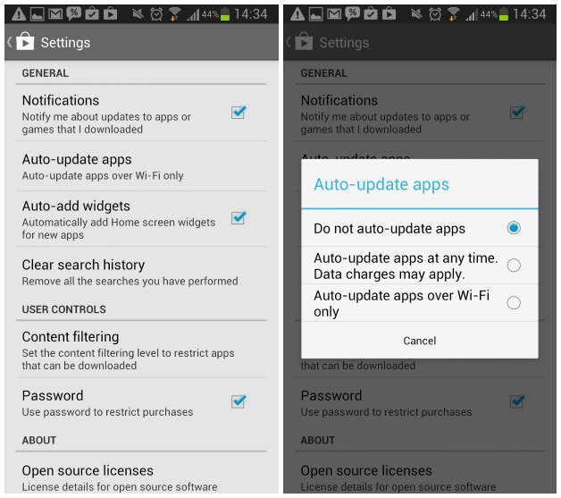 tat che do auto update tren google play