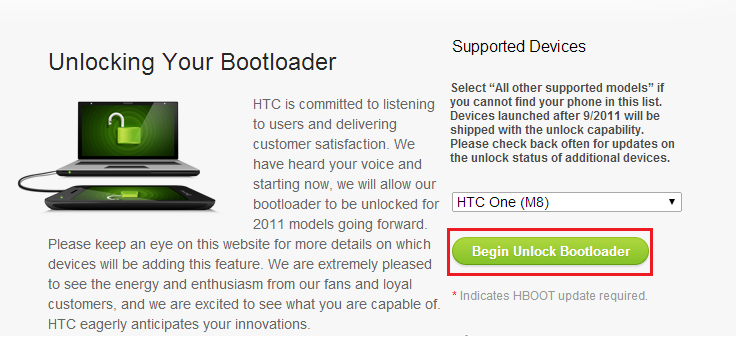 unlock bootloader htc one m8